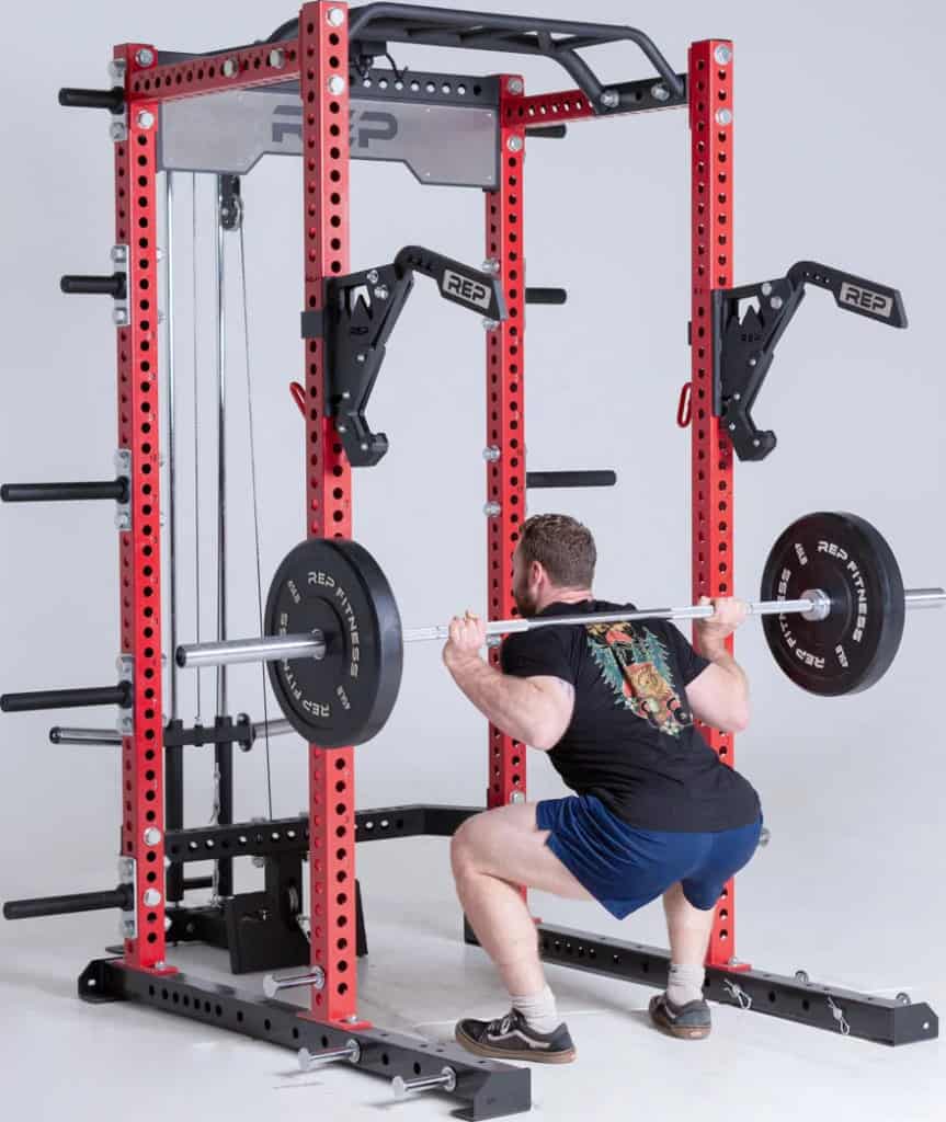 Rep Fitness Omni Power Rack with an athlete