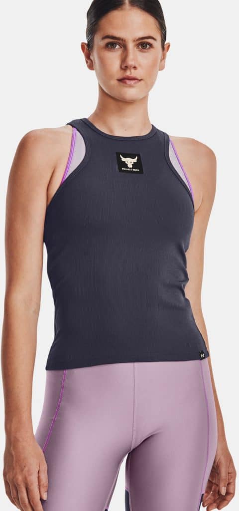 Under Armour Womens Project Rock Rib Tank worn front