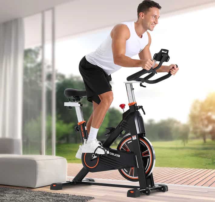 Yosuda YOSUDA Pro Magnetic Exercise Bike with an athlete