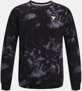 Under Armour Mens Project Rock Rival Fleece Disrupt Printed Crew full front