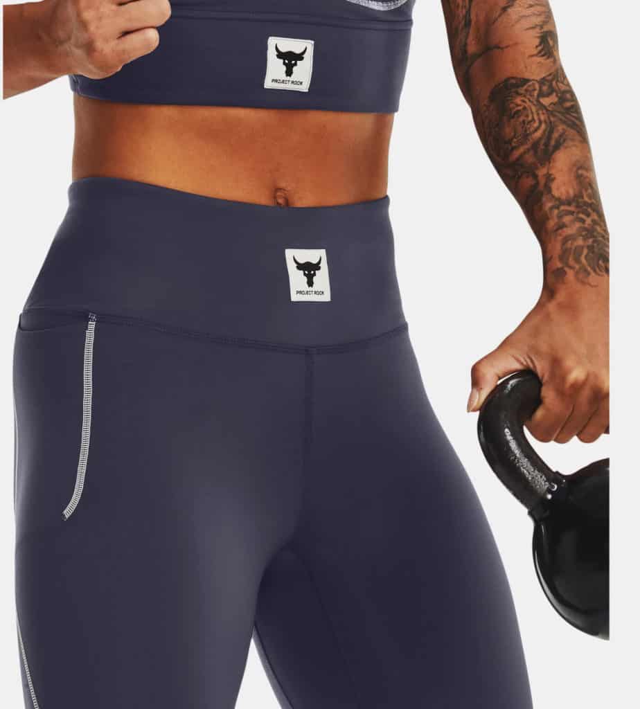 Under Armour Womens Project Rock Meridian Ankle Leggings kettlebell