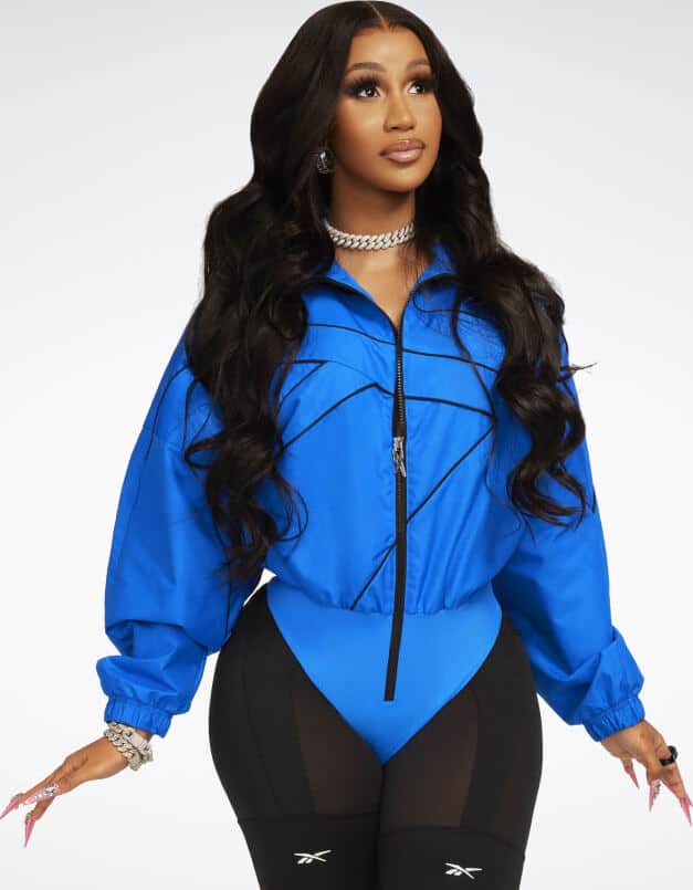 Reebok Cardi B Leotard Jacket worn front