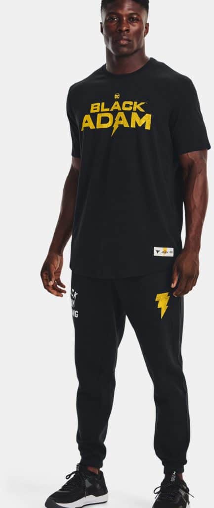 Under Armour Mens Project Rock Black Adam Graphic Short Sleeve front worn