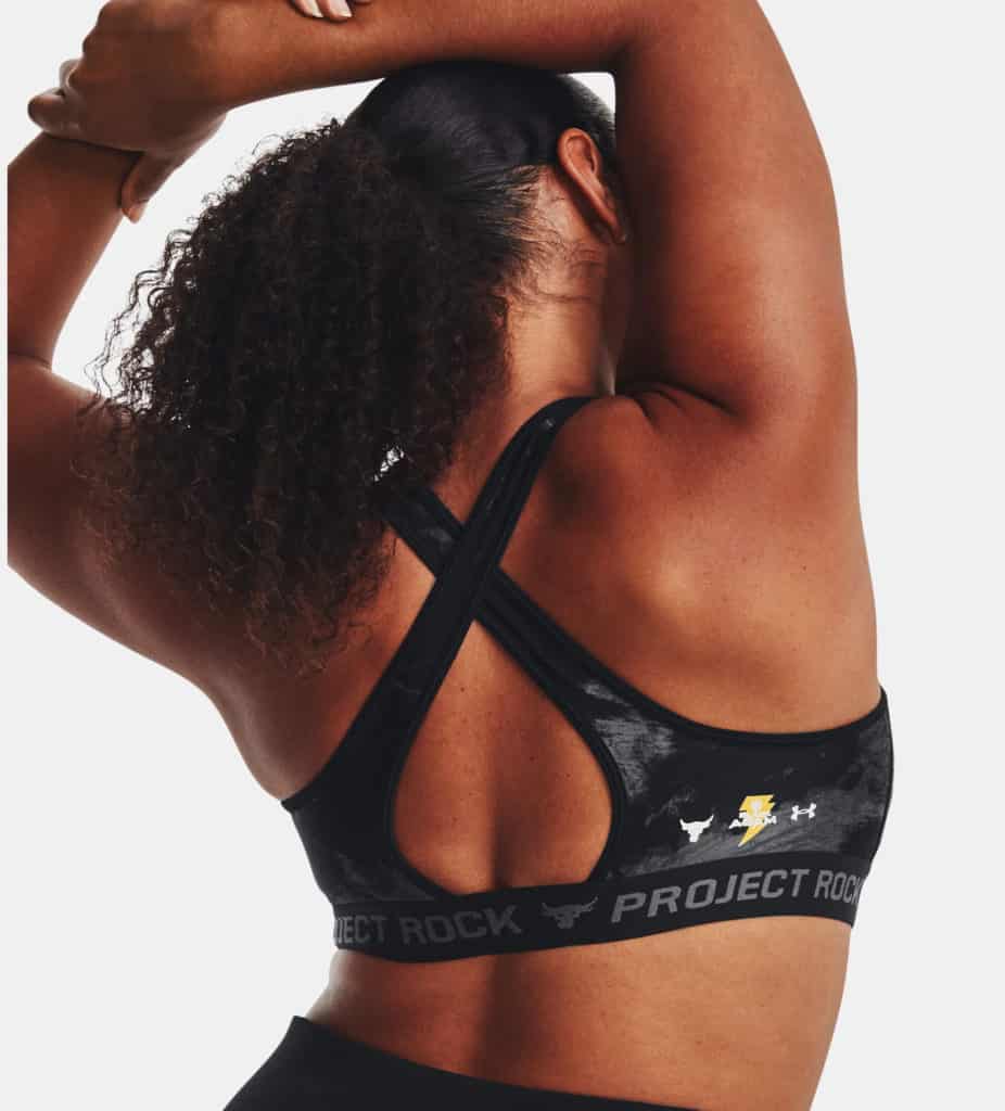 Under Armour Womens Project Rock HeatGear® Black Adam Sports Bra back