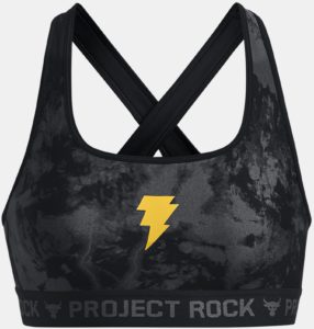 Under Armour Womens Project Rock HeatGear® Black Adam Sports Bra full front