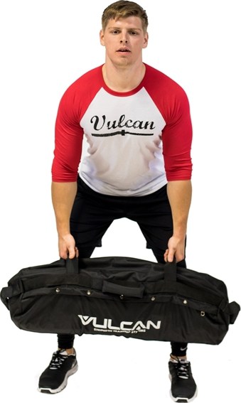 Vulcan Strength Sand Bags with an athlete 3