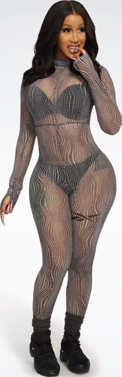 Reebok Cardi B Mesh Jumpsuit worn front