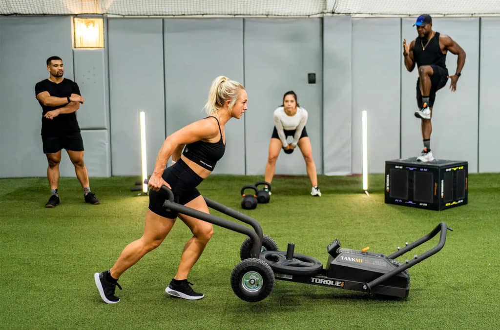 Torque Fitness Tank M1 Sled  workout with m1 two