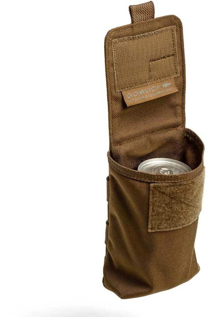 GORUCK Simple Side Pocket coyote with a can inside